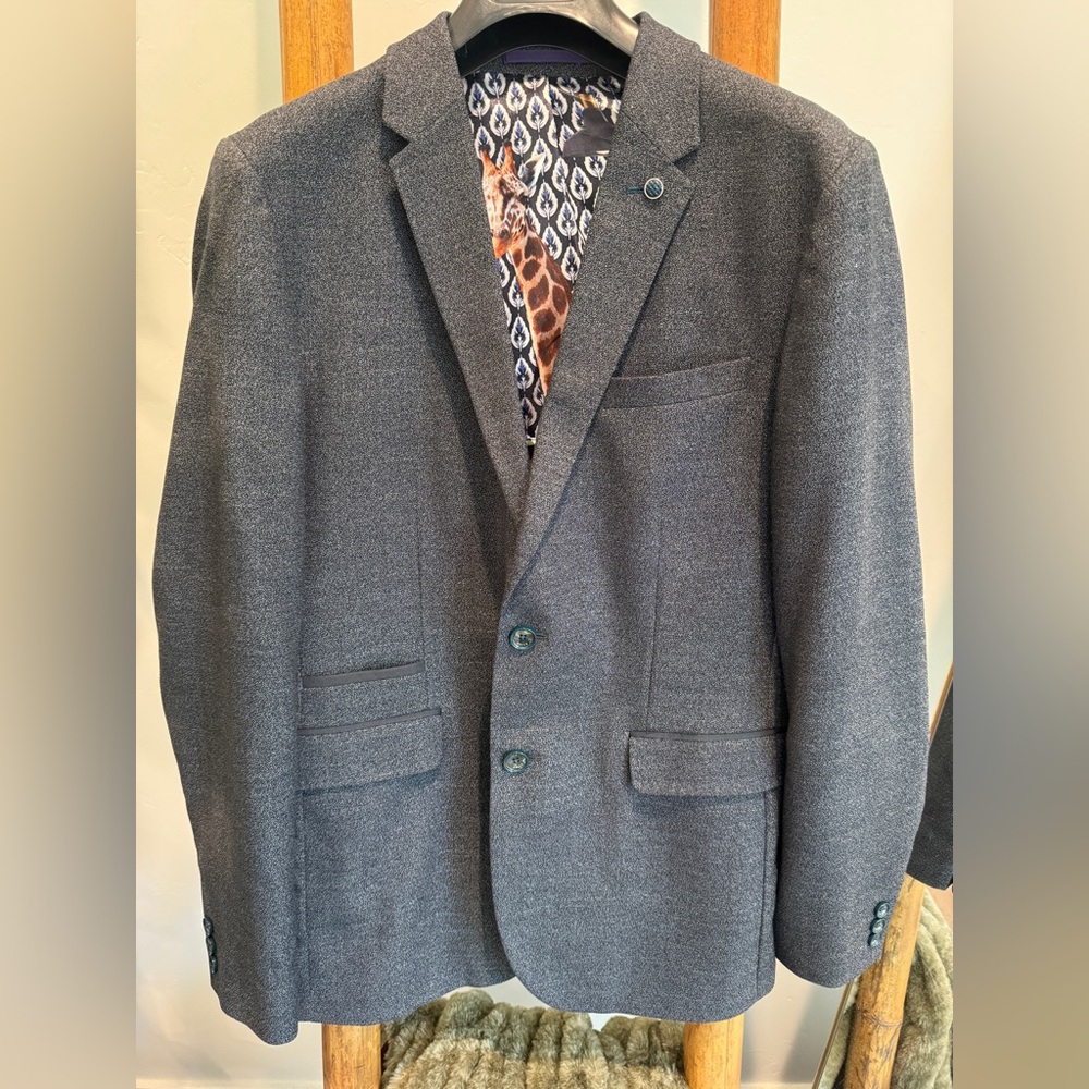 Ted Baker Charcoal Blazer with Teal Button